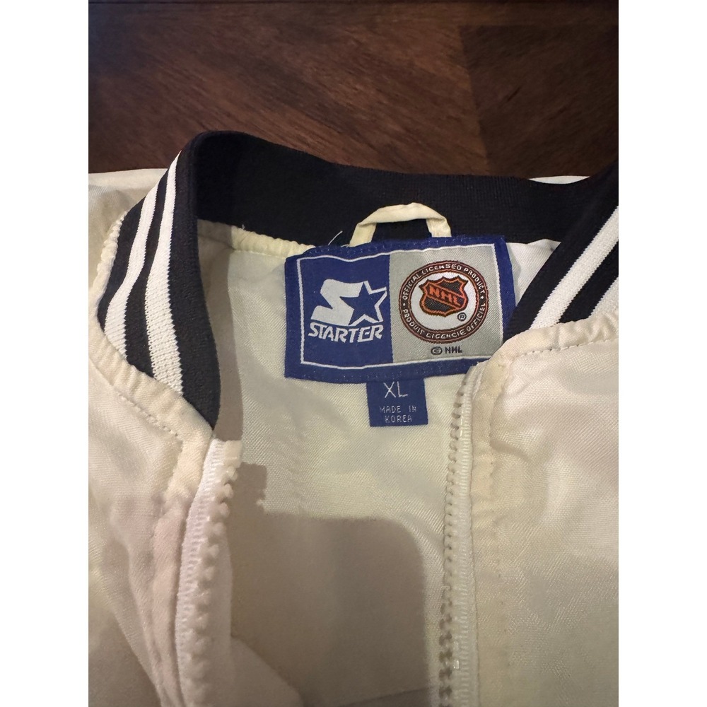 Vintage Starter Chicago Blackhawks NHL Quarter Zip Windbreaker Jacket White XL | - Picture 5 of 8